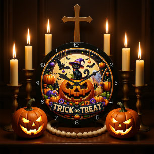 Redondo Grande Reloj Lindo de Halloween Espeluznante