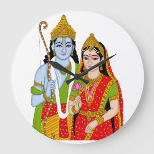 Redondo Grande Reloj Lord Sitaram - Decoración de pared divina y 