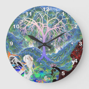 Redondo Grande Reloj mágico de pared de árbol de estrellas