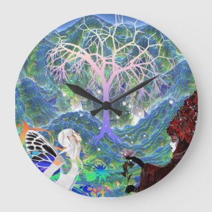 Redondo Grande Reloj mágico de pared de árbol de estrellas