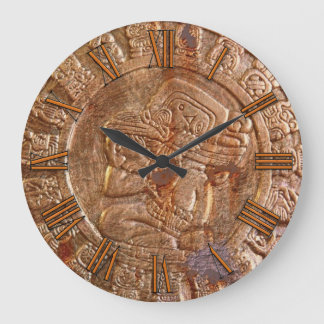 Redondo Grande Reloj mexicano azteca metalizado tallado maya de