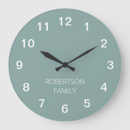 Redondo Grande Reloj Minimalista de pared turquesa pálido persona