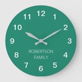 Redondo Grande Reloj Minimalista personalizado de la pared verde 