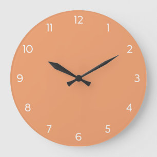 Redondo Grande Reloj mínimo de pared - Cubierta coral