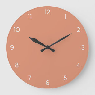 Redondo Grande Reloj mínimo de pared - Rosa coral