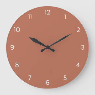 Redondo Grande Reloj mínimo de pared - Terracota cálida terracota