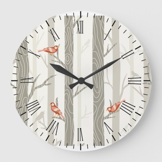 Redondo Grande Reloj moderno de pared aspen en invierno (Anverso)