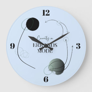 Redondo Grande Reloj moderno minimalista pastel azul con planetas