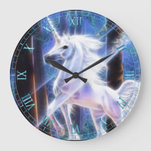 Redondo Grande Reloj mural de Unicornio fractal
