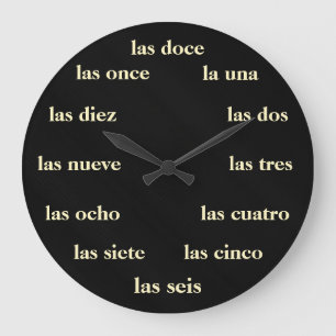 Redondo Grande Reloj - negro de Blanco Sobre