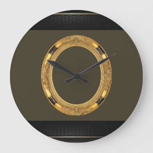 Redondo Grande Reloj negro dorado