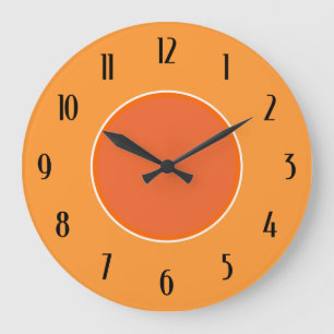 Redondo Grande Reloj negro ligero y anaranjado oscuro de los
