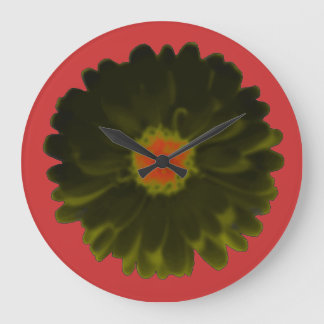 Redondo Grande Reloj negro y rojo de la pared del marino