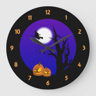 Redondo Grande Reloj nocturno de Halloween