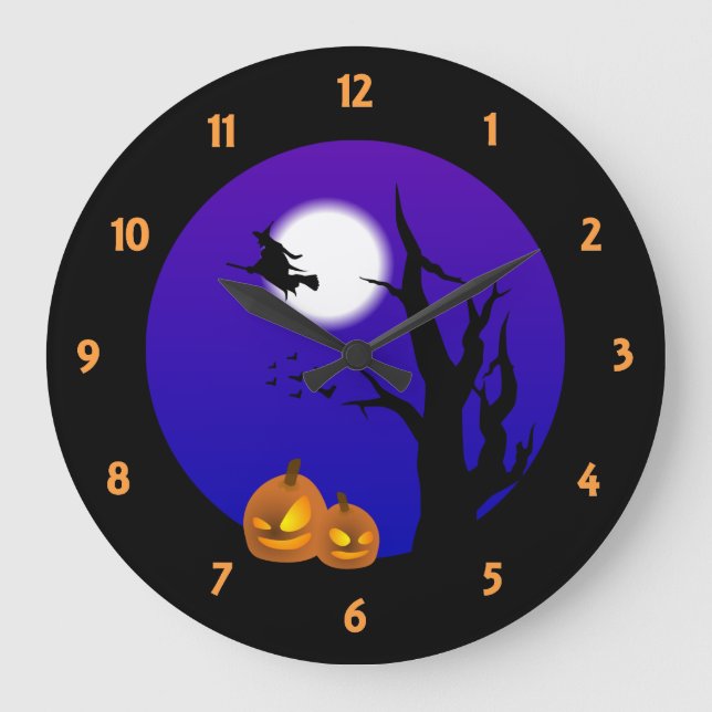 Redondo Grande Reloj nocturno de Halloween (Anverso)