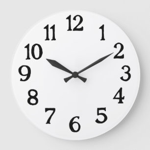 Redondo Grande Reloj normal simple de blanco y negro
