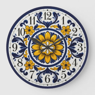 Redondo Grande Reloj numerado de Talavera elegante