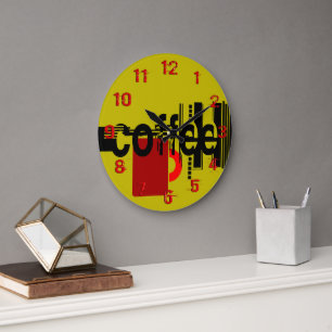 Redondo Grande Reloj numerado minimalista moderno de café