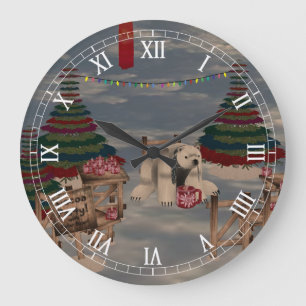 Redondo Grande Reloj numérico romano del oso polar