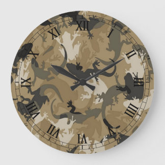 Redondo Grande Reloj numérico romano redondeado de camuflaje rept