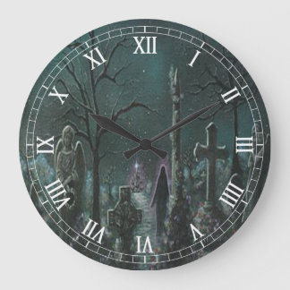 Redondo Grande Reloj numérico romano redondeado de cementerio fan