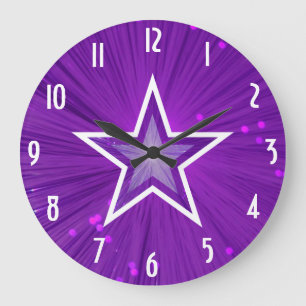 Redondo Grande Reloj "Números" de Estrella Púrpura