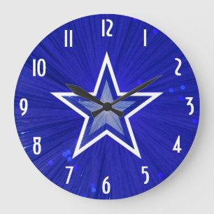 Redondo Grande Reloj 'Números' de la Estrella Azul Oscura