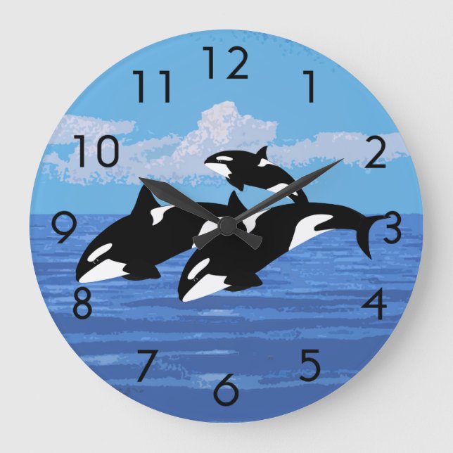 Redondo Grande Reloj Orcas (Anverso)