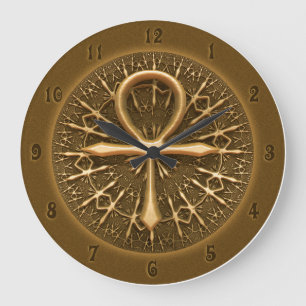 REDONDO GRANDE RELOJ - ORNAMEN DE ORO EGIPCIO ANKH