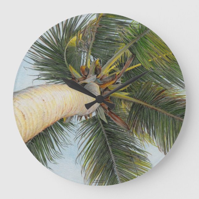 Redondo Grande Reloj "Palm Tree" de Paul McGehee (Anverso)