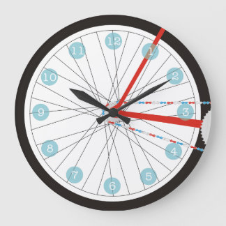 Redondo Grande Reloj Patriótico De Rueda De Bicicleta En Rojo, Bl