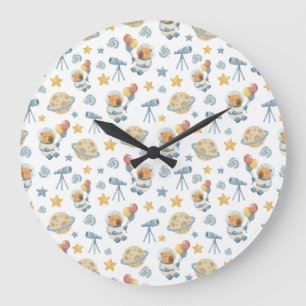 Redondo Grande Reloj Patrón de Niños Astronauta Capybara - Reloj