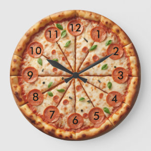 Redondo Grande Reloj Pepperoni Pizza - Pizza de comida italiana l