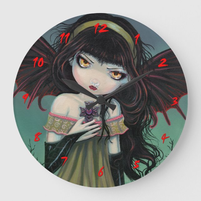 Redondo Grande Reloj pequeño de hada vampiro gótico lindo (Anverso)