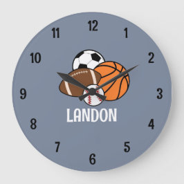 Redondo Grande Reloj personalizado de fútbol de béisbol deportivo