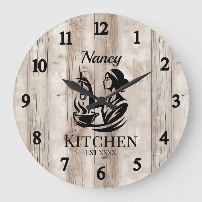 Redondo Grande Reloj personalizado de la pared de la cocina con d (Anverso)
