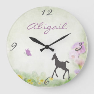 Redondo Grande Reloj personalizado de pared de peines y mariposas