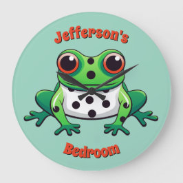 Redondo Grande Reloj personalizado de pared de puntos de polka ve