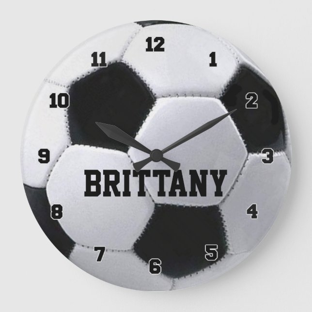 Redondo Grande Reloj personalizado del balón de fútbol (Anverso)