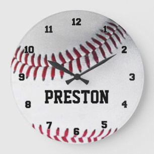 Redondo Grande Reloj personalizado del béisbol