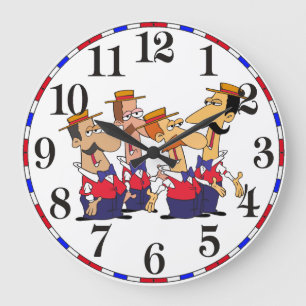 Redondo Grande Reloj Personalizado del Cuarteto del Barbershop de