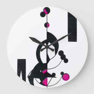 Redondo Grande Reloj Personalizado Diseño Geo Rosa