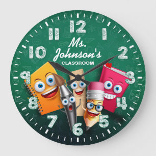 Redondo Grande Reloj personalizado en aula del profesor