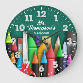 Redondo Grande Reloj personalizado en aula del profesor