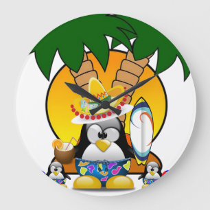 Redondo Grande Reloj pingüino