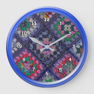 Redondo Grande Reloj - Plaza de la abuela afgana con marco azul