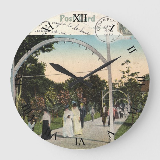 Redondo Grande Reloj postal de Cedar Point Ohio - 1910 (Anverso)
