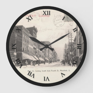 Redondo Grande Reloj postal Mansfield Ohio - Main St 1907