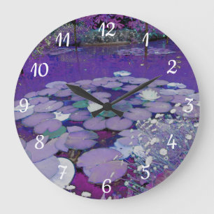 Redondo Grande Reloj púrpura de sueños de lago