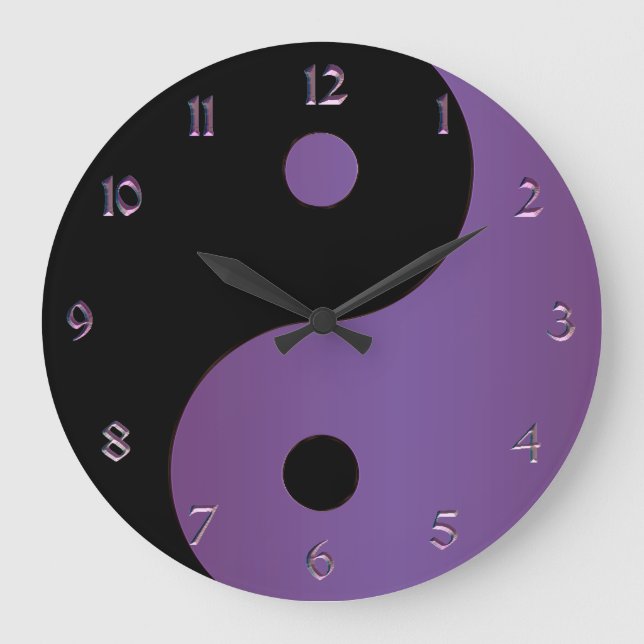 Redondo Grande Reloj púrpura y negro de Yin Yang (Anverso)